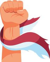A fist with a red and white flag vector