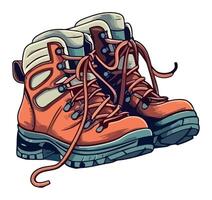 An illustration of a pair of hiking boots vector