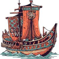 An old ship with a sail on it vector