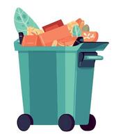 Garbage can with food and other items vector