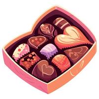 Valentine's day chocolates in a heart shaped box vector
