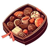 A box full of chocolates on a white background vector