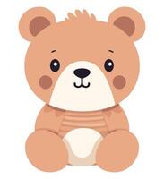 A cartoon brown teddy bear sitting on a white background vector