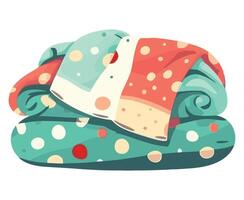 A stack of colorful blankets with polka dots vector