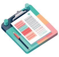 Clipboard with paper and pen on it vector