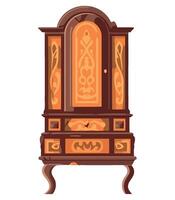 An old wooden cabinet with a decorative design vector