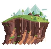 An illustration of a mountain with trees and water vector