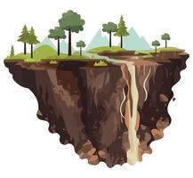 A waterfall and trees on an island vector