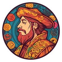 The portrait of a man with a beard and a hat vector
