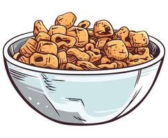 A bowl of cereal with nuts in it vector
