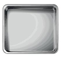 A square metal tray with a silver handle vector