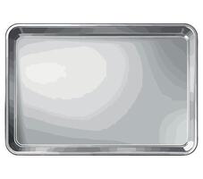 A silver tray with a handle on a white background vector
