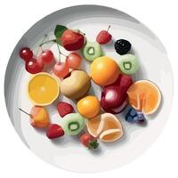 An illustration of a plate of fruit on a white background vector