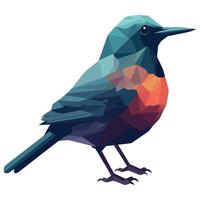 A bird is shown in a low polygonal style vector
