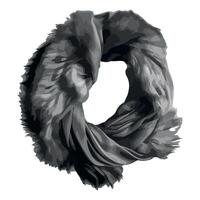 A black and white drawing of a scarf vector