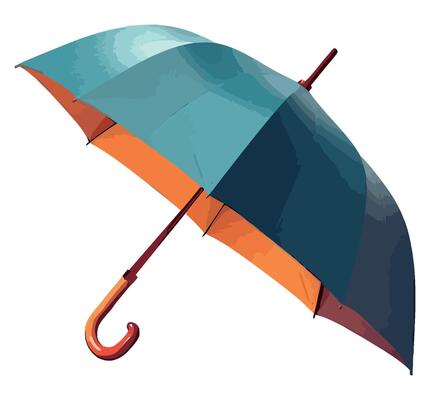 An open umbrella with a blue and orange color