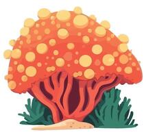 An orange mushroom with bubbles on it vector