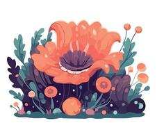 Poppy flowers in the forest vector