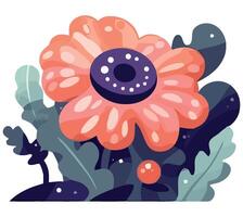 An image of a flower with leaves and a blue eye vector