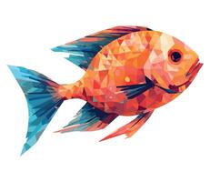 A colorful fish is shown in a low polygonal style vector