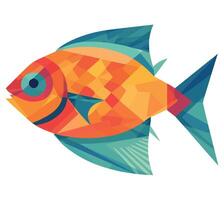 A colorful fish with a blue and orange pattern vector