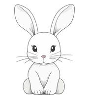 A cartoon white rabbit sitting down vector