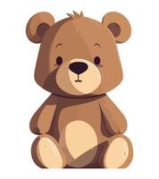 A cartoon brown teddy bear sitting on the ground vector