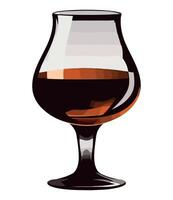 A glass of brown liquor on a white background vector