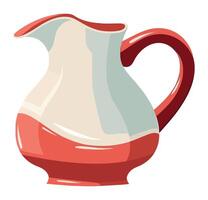 A red and white jug with a handle vector