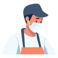 A man wearing a surgical mask and apron vector