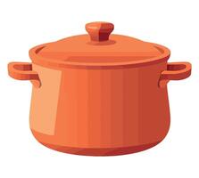 An orange pot with a lid on a white background vector