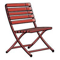 A red folding chair on a white background vector