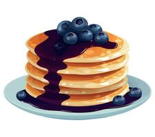 A stack of pancakes with blueberries on top vector