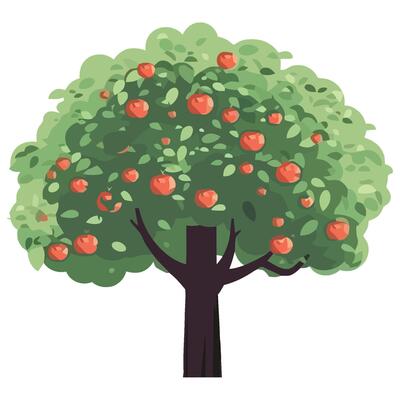An apple tree with fruit on it