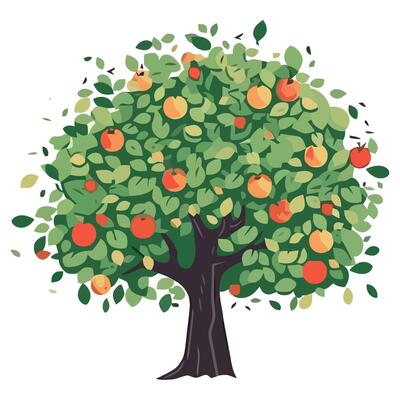 An apple tree with fruit on it