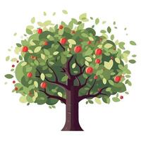An apple tree with red apples on it vector