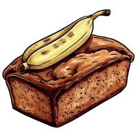 Banana bread with chocolate icing vector