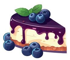 A piece of cheesecake with blueberries on top vector