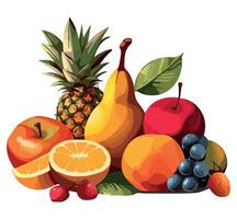 A group of fruits and vegetables on a white background vector