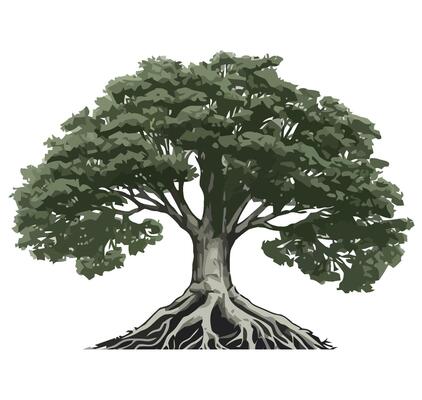An illustration of a tree with roots