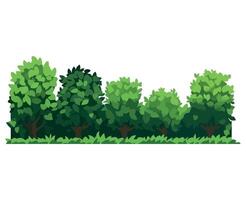 A cartoon illustration of a row of trees vector