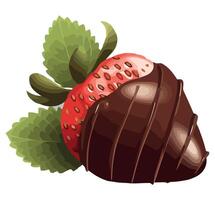 A chocolate covered strawberry on a white background vector