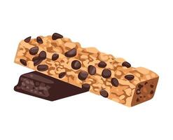 A piece of chocolate chip cookie bar with a piece of chocolate on it vector