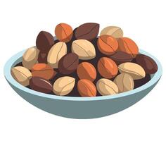 Nuts in a bowl vector