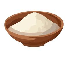 A bowl of flour on a white background vector