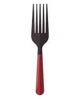 Fork with red handle and black handle on white background vector