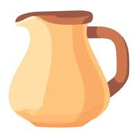 A yellow jug with brown handle on a white background vector