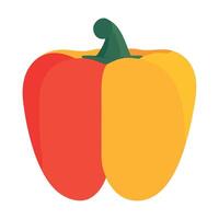 A red and yellow pepper on a white background vector