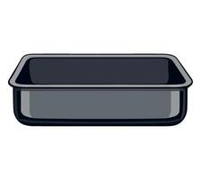 A black rectangular tray with a lid on it vector