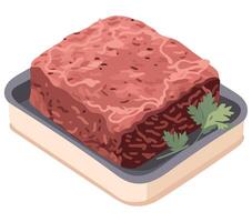 Meat in a tray on a white background vector